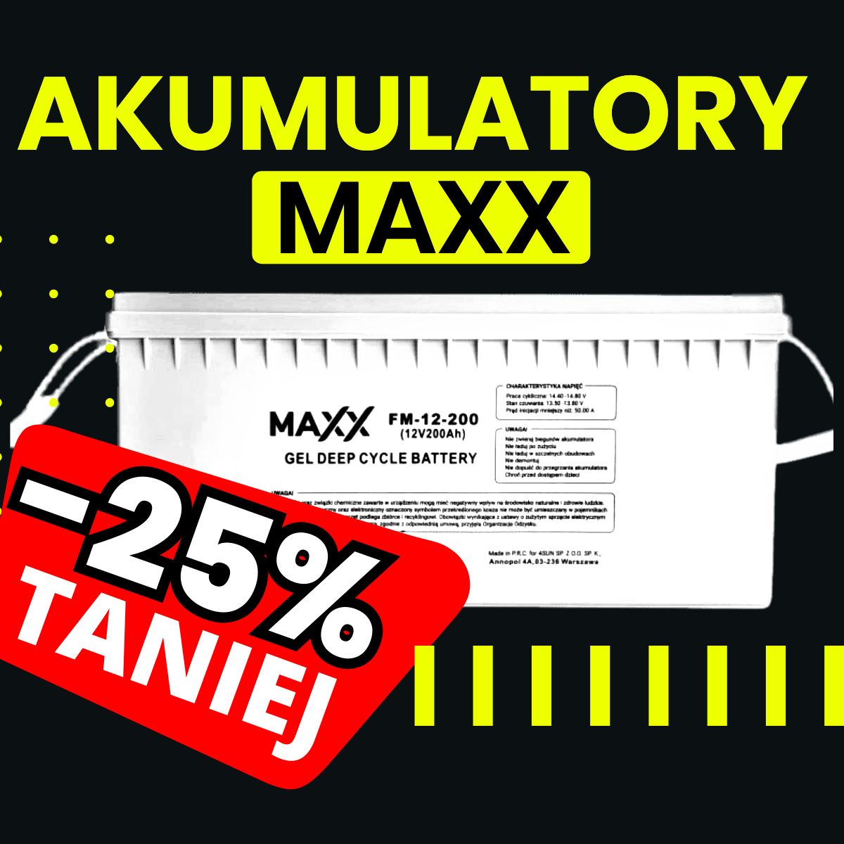 Akumulatory żelowe MAXX -25% TANIEJ!
