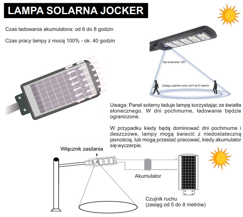Lampa solarna Jocker od Volt Polska
