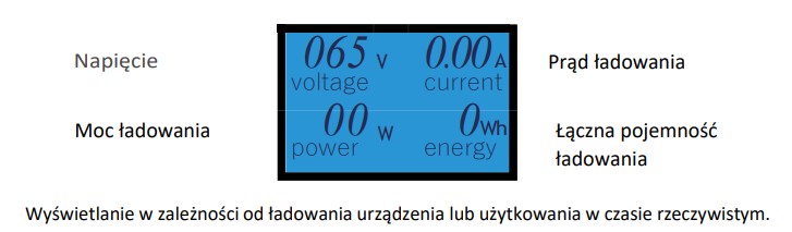 Parametry na wyświetlaczu magazynu energii off-grid Vobmat 3 kWH