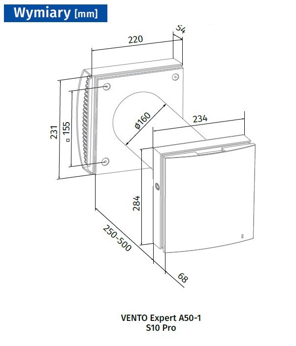 Wymiary VENTO EXPERT A50-1 S10 PRO